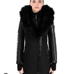 ❌sold❌RUDSAK Black Leather Jacket with Fur Trim